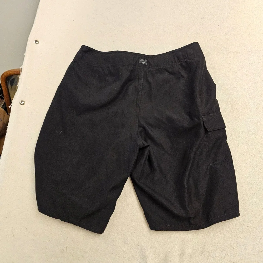 ONeill Mens Board Shorts Black Cargo Pocket Swim Trunks Size 32 RN85773